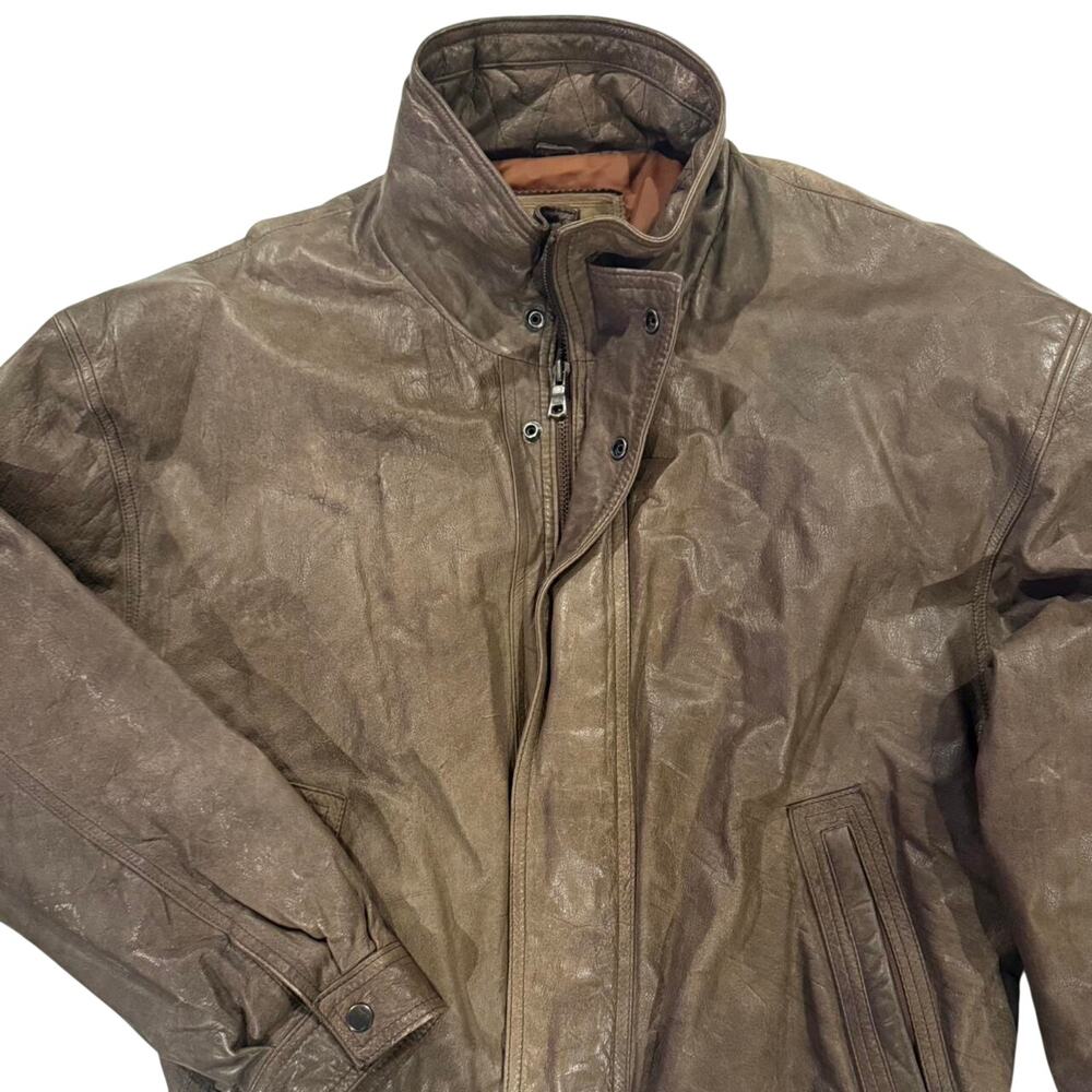 Vintage Midway Leather Bomber Jacket Men’s 46 Brown Distressed Made in Korea